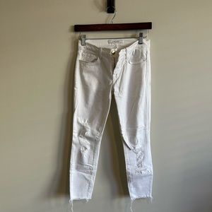 J Brand White Distressed Skinny Jeans